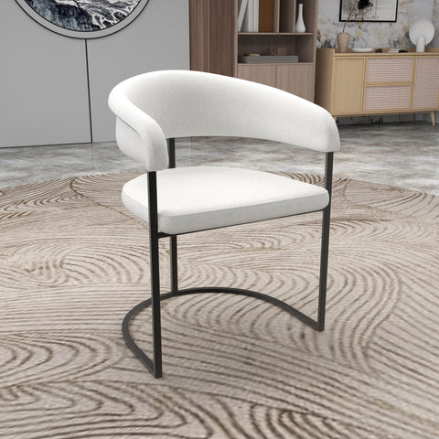 Aero Upholstered Dining Chair Curved Back Design Padded Seat in Iron