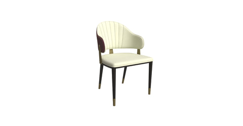 Aria Leather Dining Chair with a Curved Back and Gold Accents Design in Iron Red