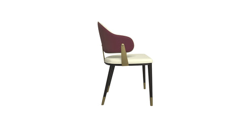 Aria Leather Dining Chair with a Curved Back and Gold Accents Design in Iron Red