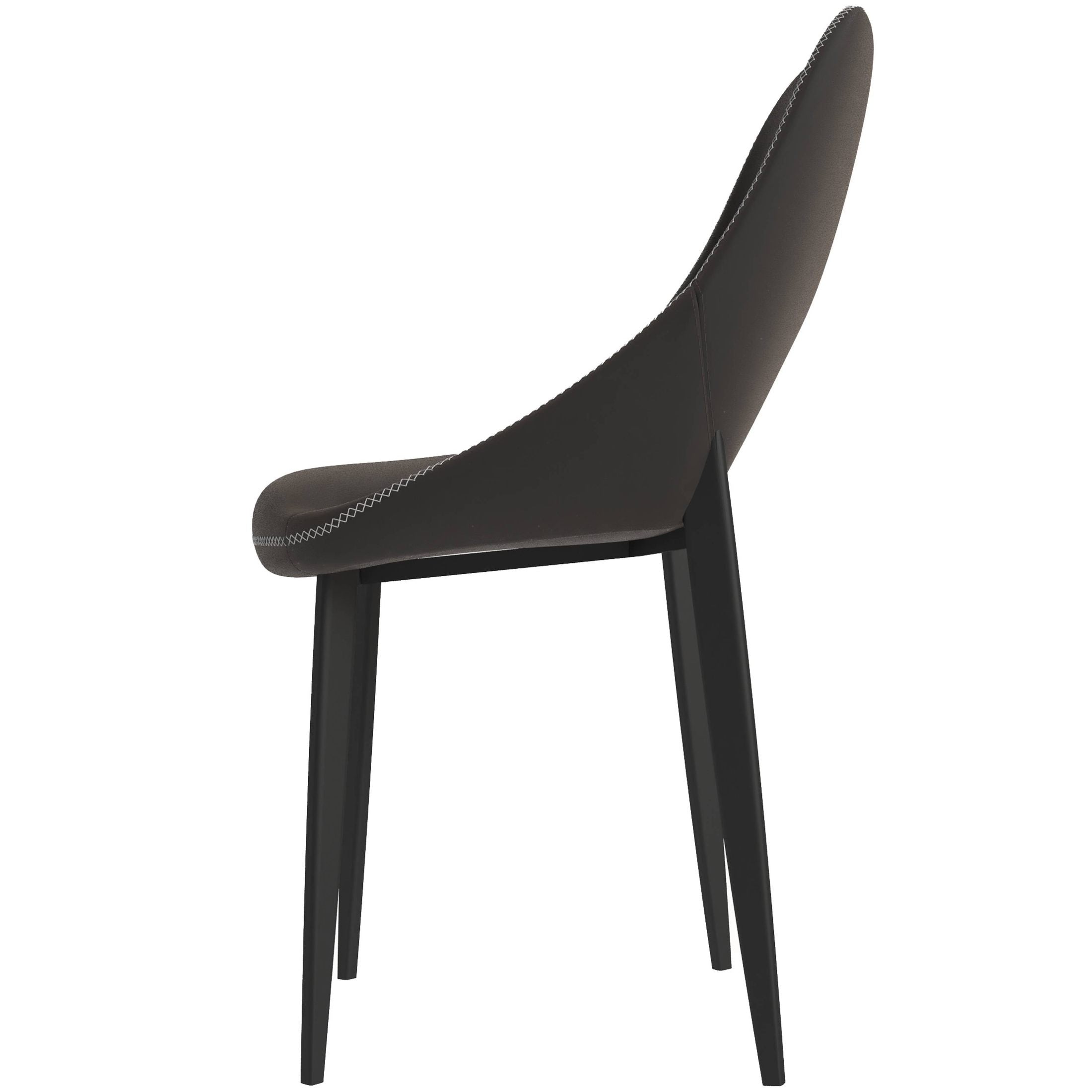 Amalfi Upholstered Dining Chair with a Curved Open Back Design in Black Iron Set of 2