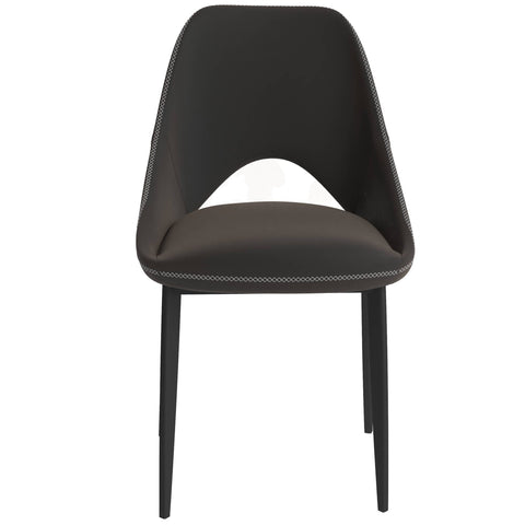 Amalfi Upholstered Dining Chair with a Curved Open Back Design in Black Iron Set of 2