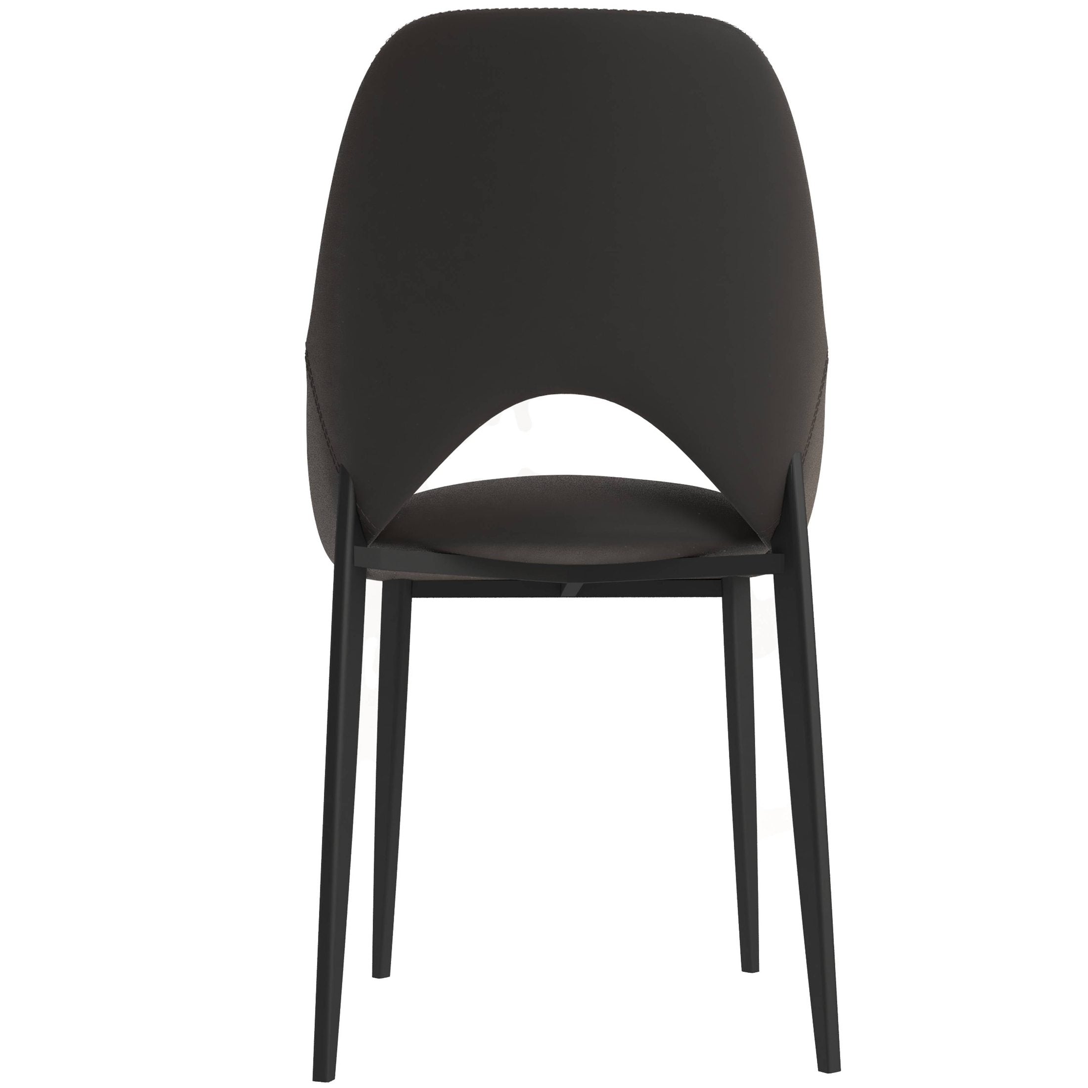 Amalfi Upholstered Dining Chair with a Curved Open Back Design in Black Iron Set of 2