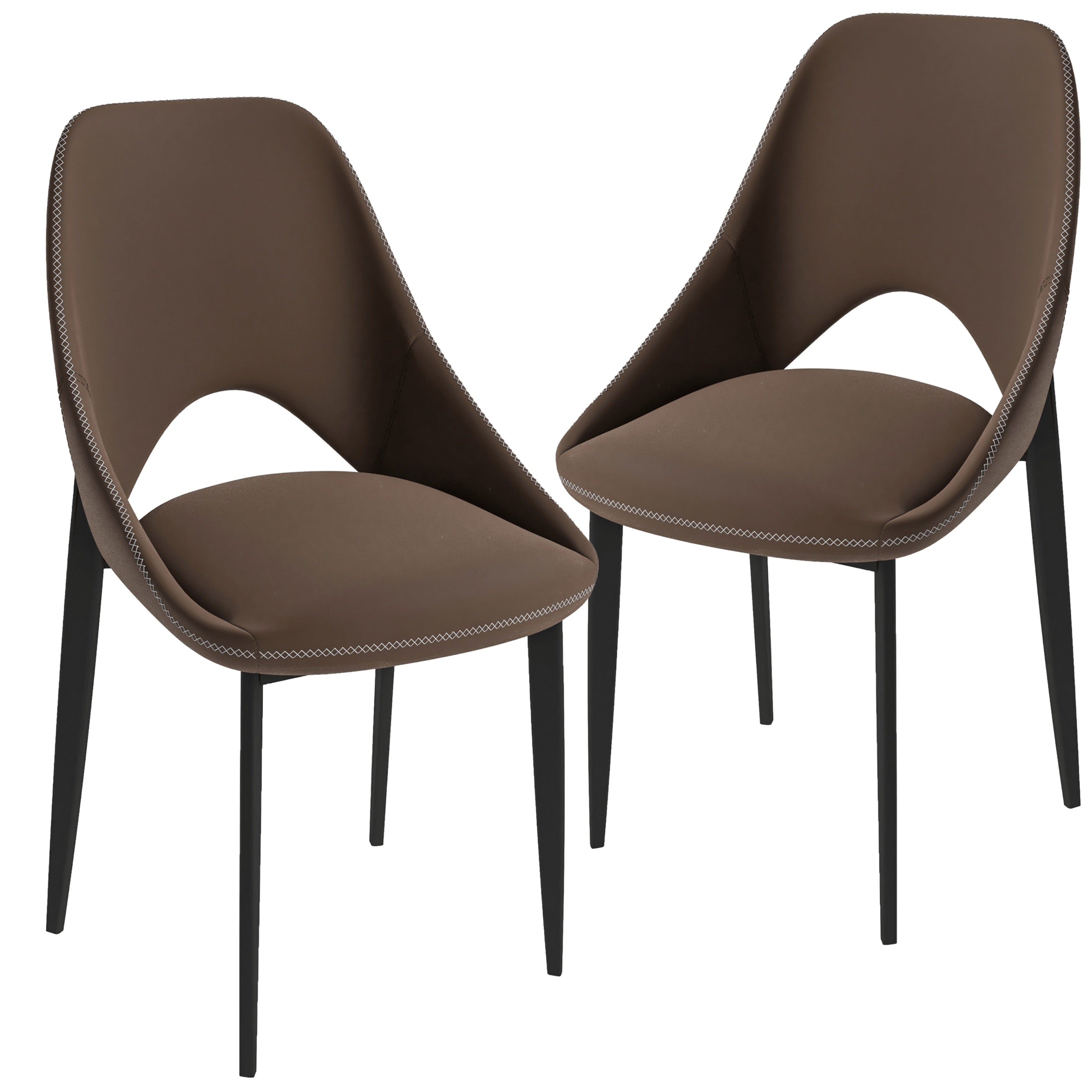 Amalfi Upholstered Dining Chair with a Curved Open Back Design in Black Iron Set of 2