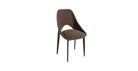 Amalfi Upholstered Fabric Dining Chair with a Curved Open Back Design in Black Iron Light Brown