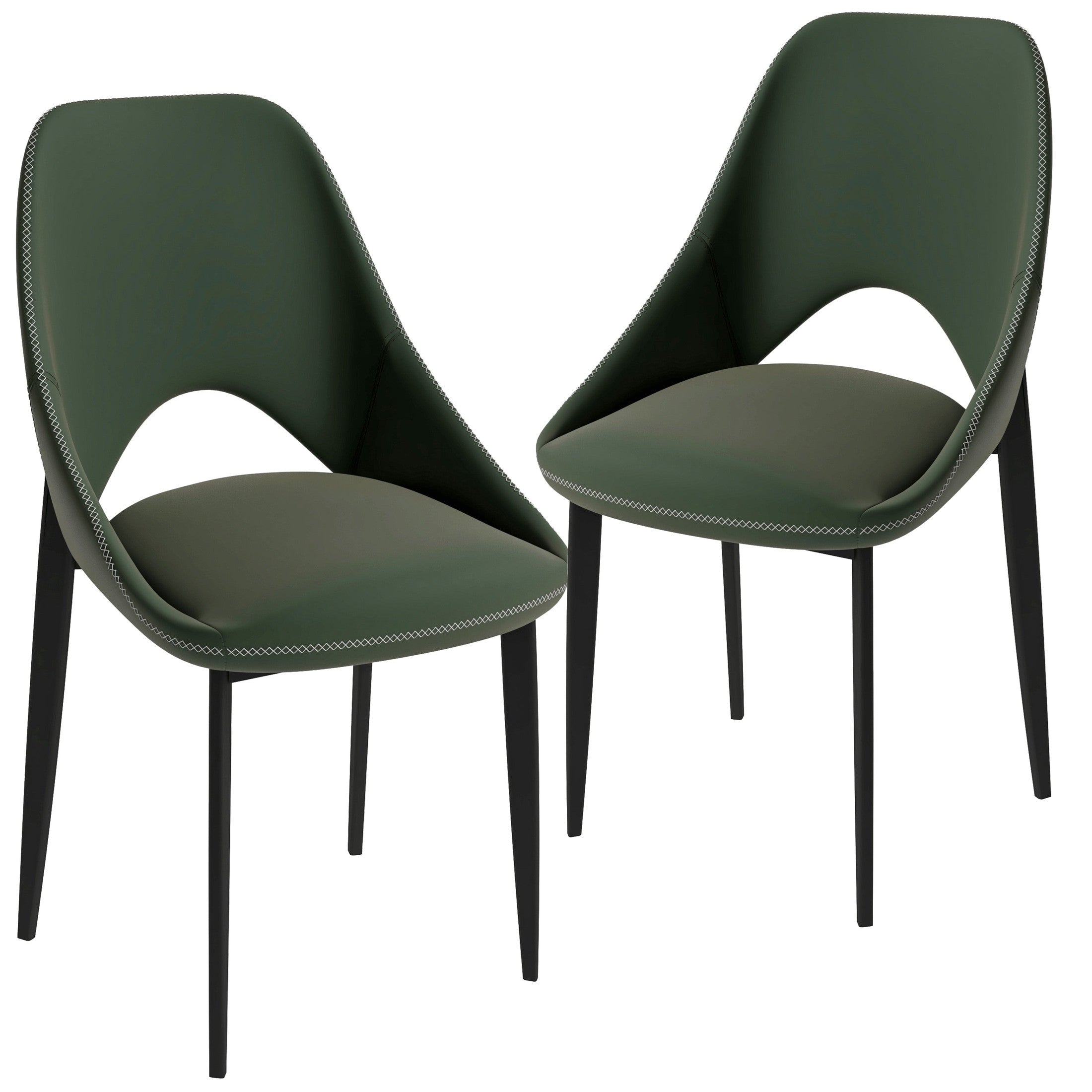 Amalfi Upholstered Dining Chair with a Curved Open Back Design in Black Iron Set of 2