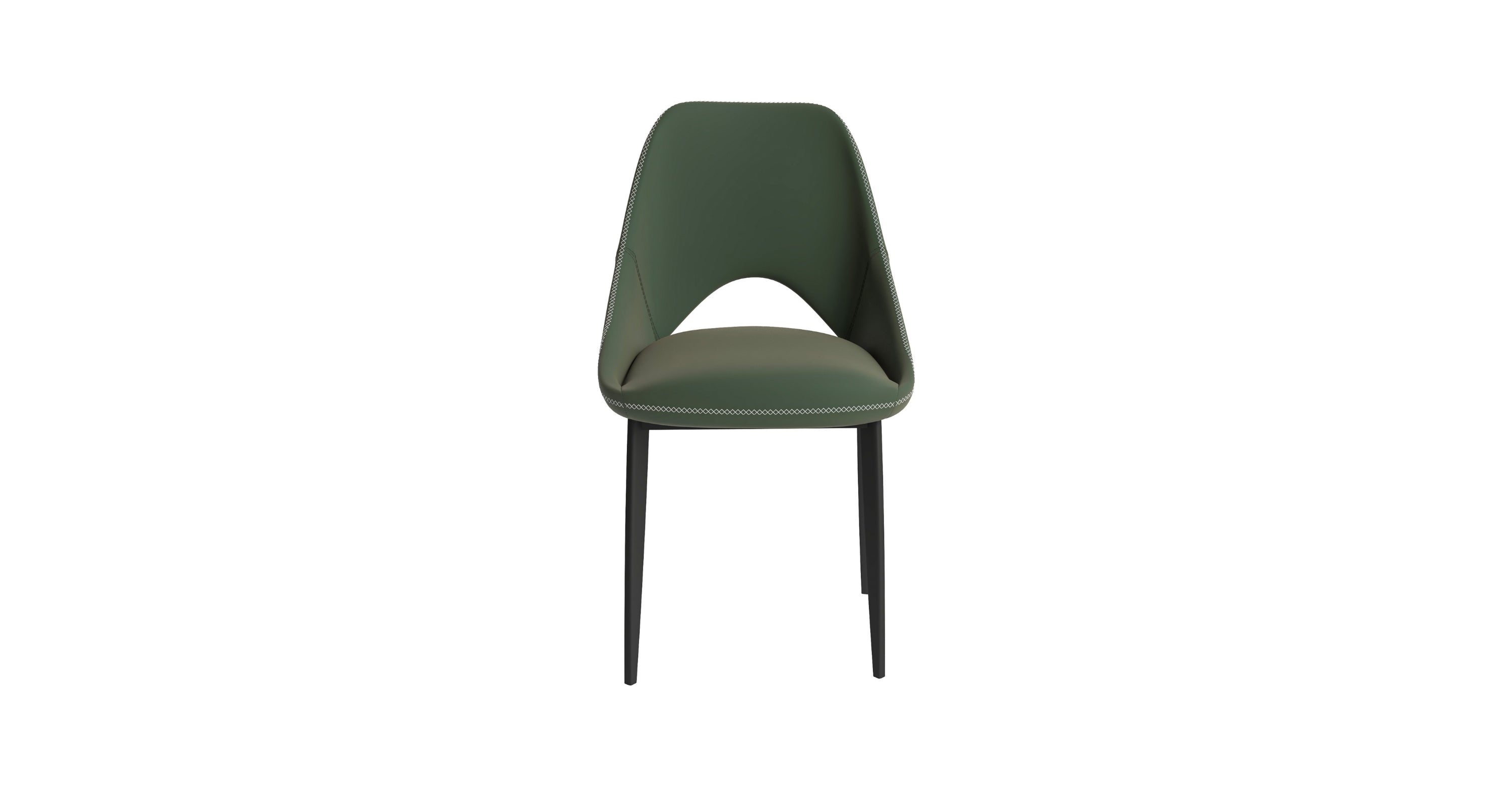 Amalfi Upholstered Fabric Dining Chair with a Curved Open Back Design in Black Iron Olive Green