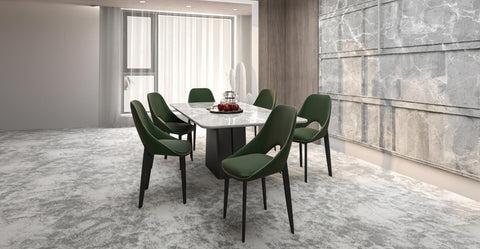 Amalfi Upholstered Fabric Dining Chair with a Curved Open Back Design in Black Iron Olive Green