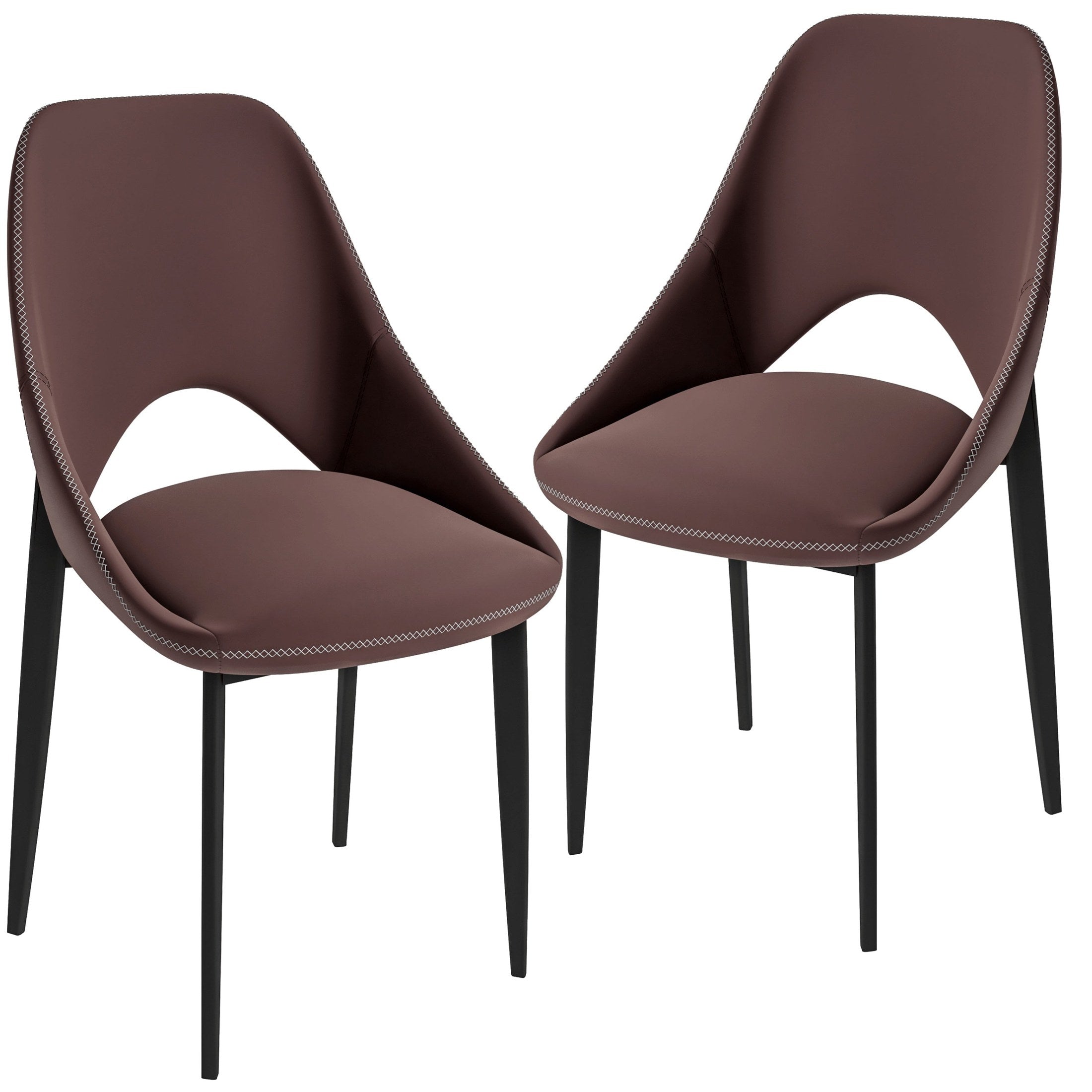 Amalfi Upholstered Dining Chair with a Curved Open Back Design in Black Iron Set of 2