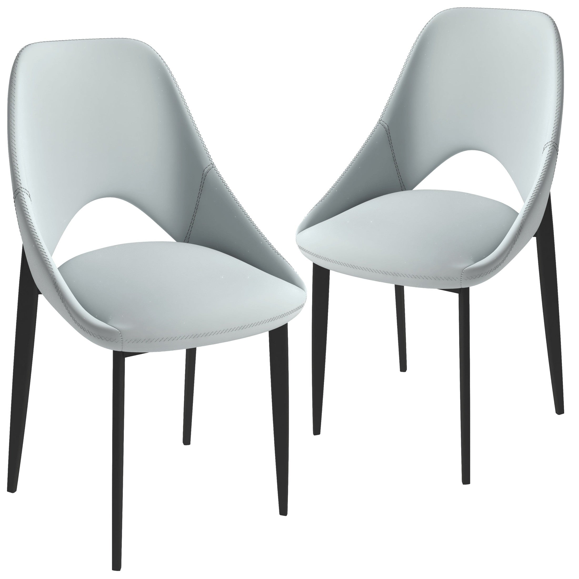 Amalfi Upholstered Dining Chair with a Curved Open Back Design in Black Iron Set of 2