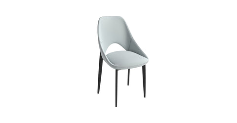 Amalfi Upholstered Fabric Dining Chair with a Curved Open Back Design in Black Iron Coconut White