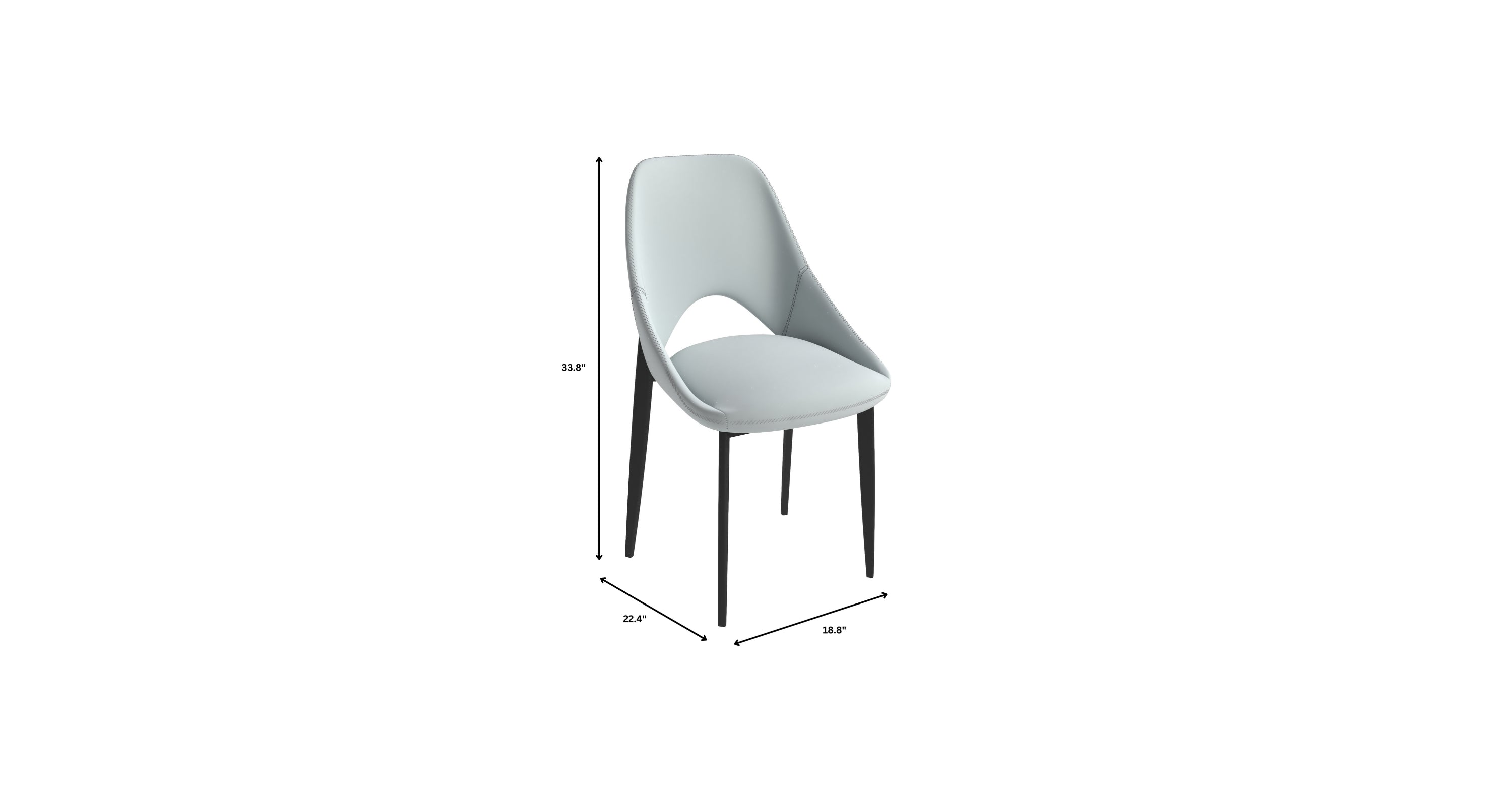 Amalfi Upholstered Fabric Dining Chair with a Curved Open Back Design in Black Iron Coconut White