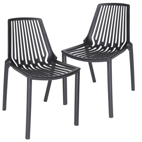 Acken Mid-Century Modern Plastic Dining Chair for Kitchen and Dining Room, Set of 2