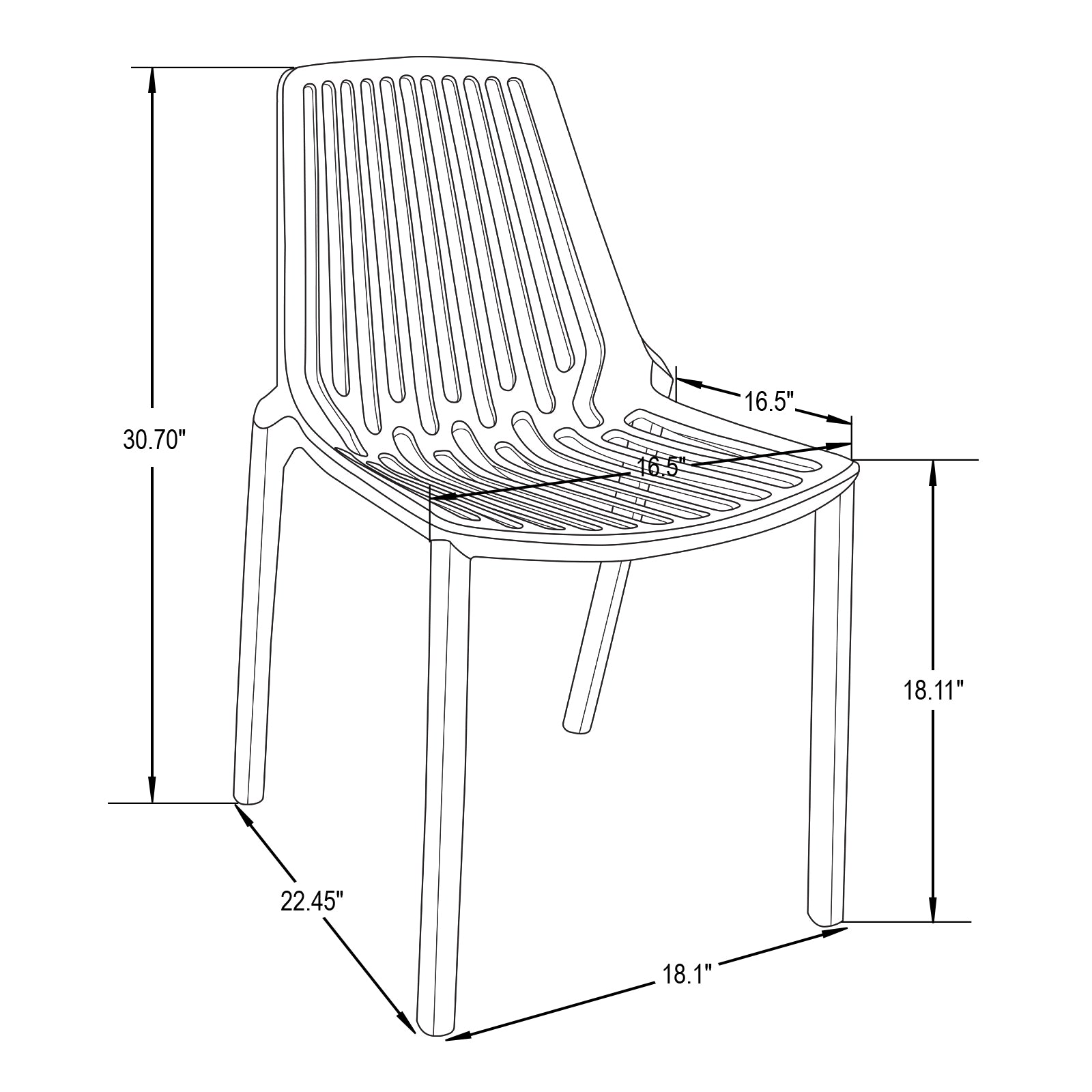 Acken Mid-Century Modern Plastic Dining Chair for Kitchen and Dining Room, Set of 2