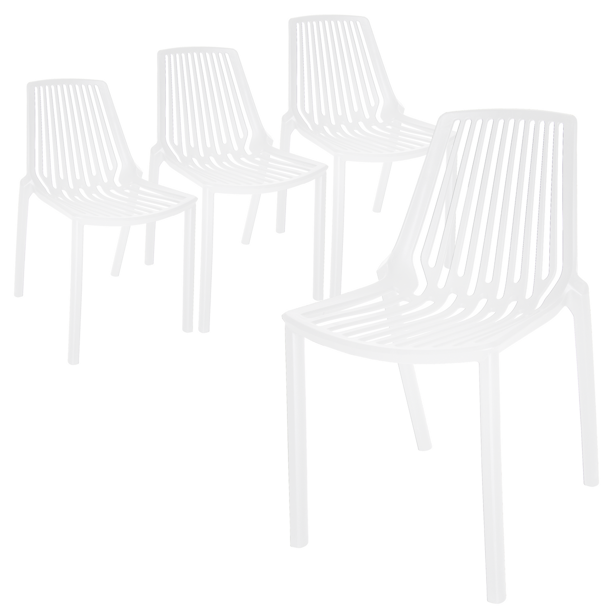 Acken Mid-Century Modern Plastic Dining Chair for Kitchen and Dining Room, Set of 4