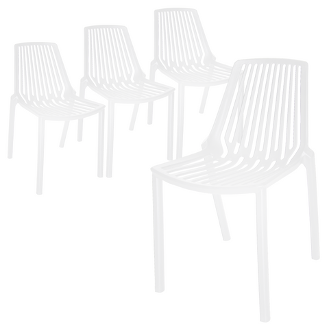 Acken Mid-Century Modern Plastic Dining Chair for Kitchen and Dining Room, Set of 4