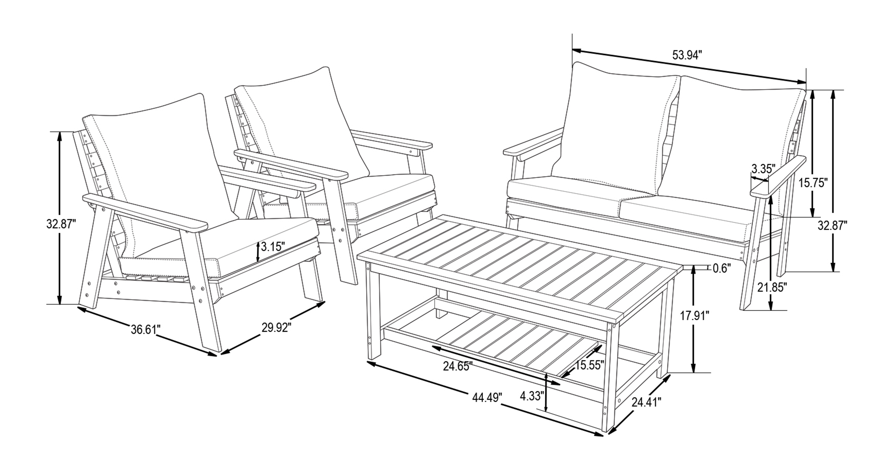 Alpine Modern Polystyrene 4-peice Patio Conversation Set Beige