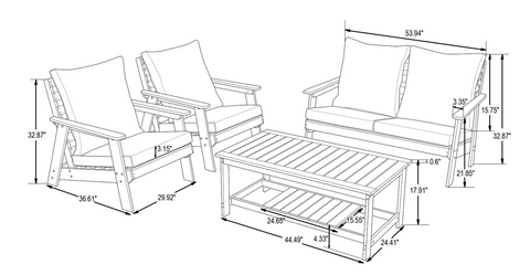 Alpine Modern Polystyrene 4-peice Patio Conversation Set Beige