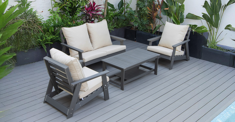 Alpine Modern Polystyrene 4-peice Patio Conversation Set Beige