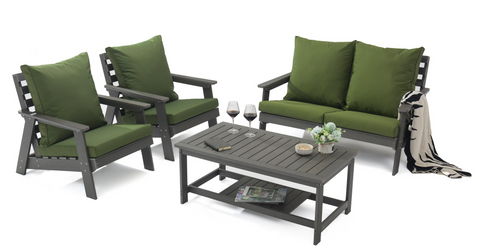 Alpine Modern Polystyrene 4-peice Patio Conversation Set Dark Green