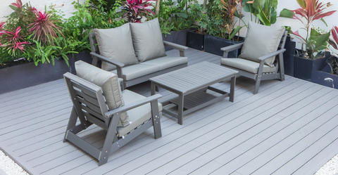 Alpine Modern Polystyrene 4-peice Patio Conversation Set Taupe