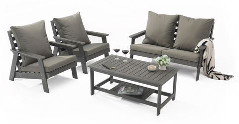 Alpine Modern Polystyrene 4-peice Patio Conversation Set Taupe