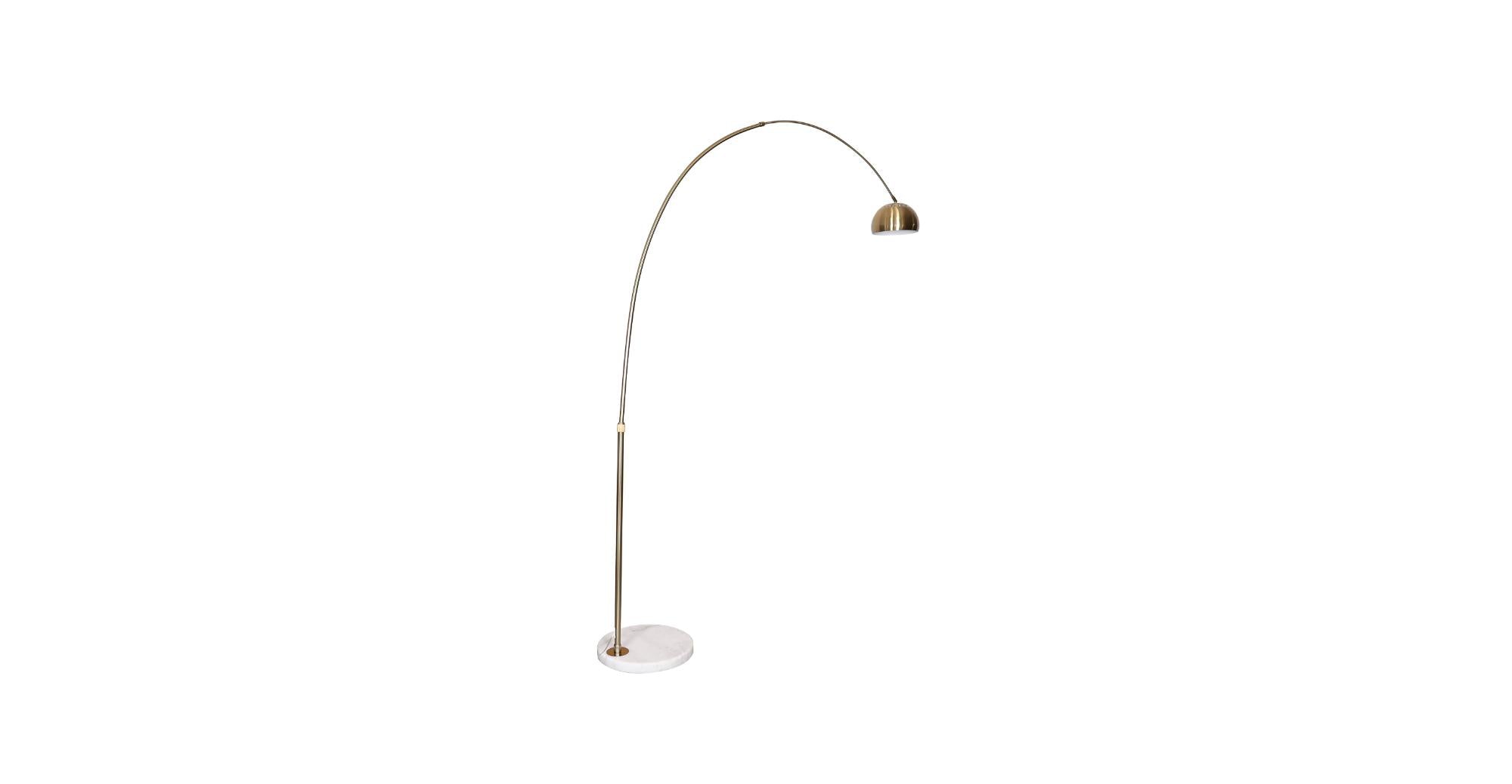 Arco Modern Arched Floor Lamp 76" Height with White Round Marble Base and Metal Dome Lamp Shade