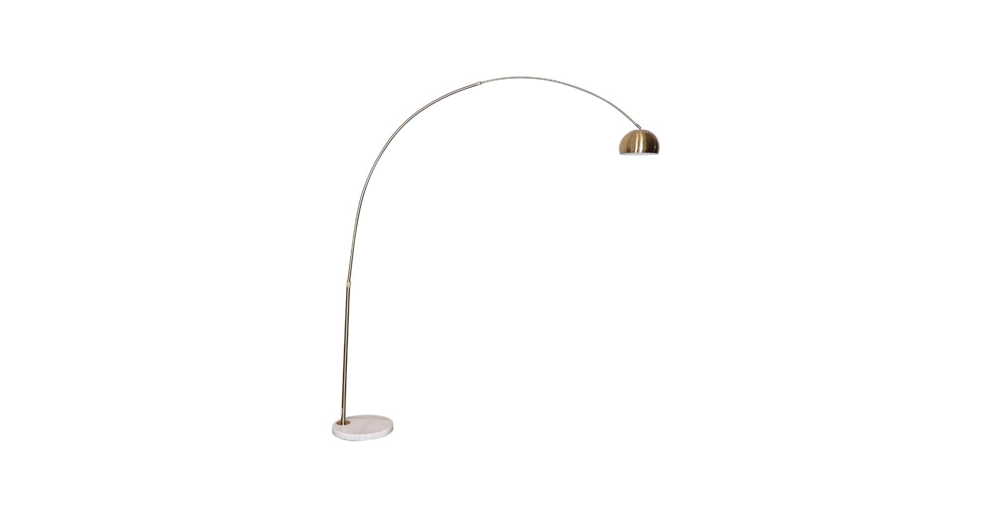 Arco Modern Arched Floor Lamp 76" Height with White Round Marble Base and Metal Dome Lamp Shade