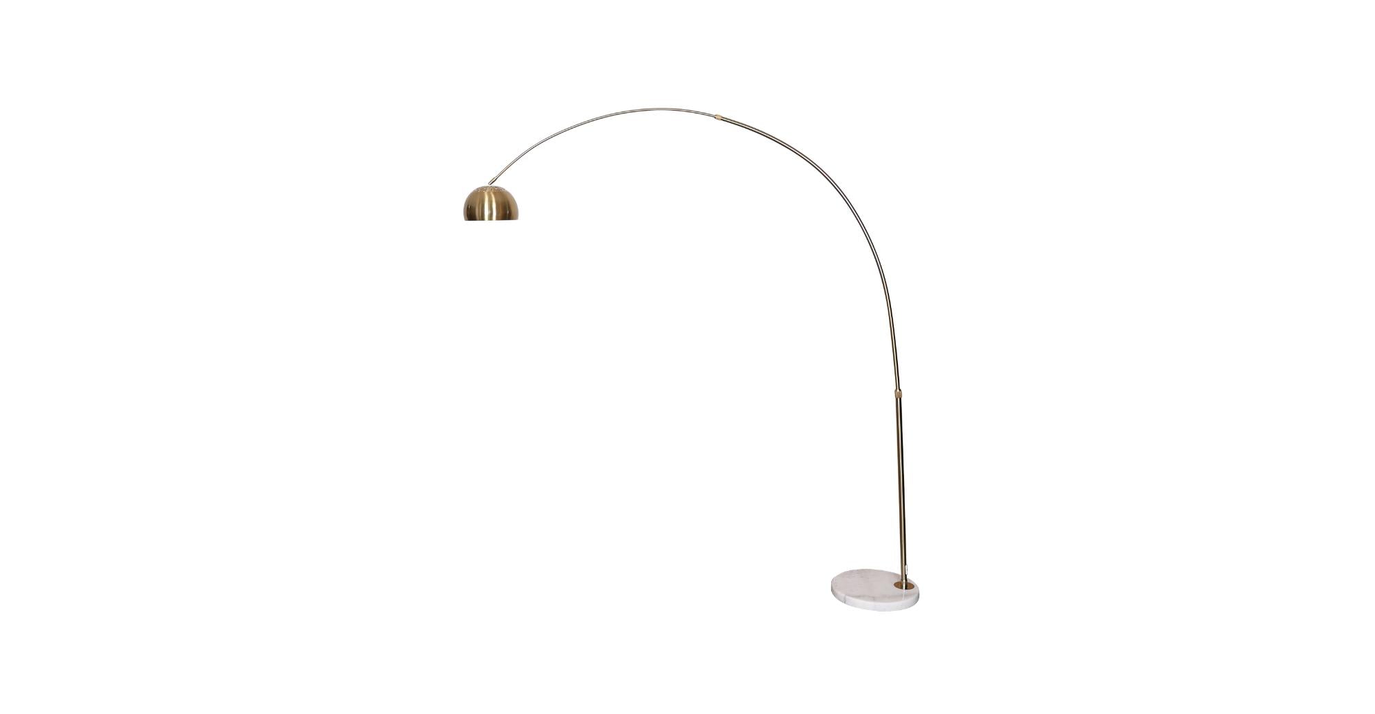 Arco Modern Arched Floor Lamp 76" Height with White Round Marble Base and Metal Dome Lamp Shade