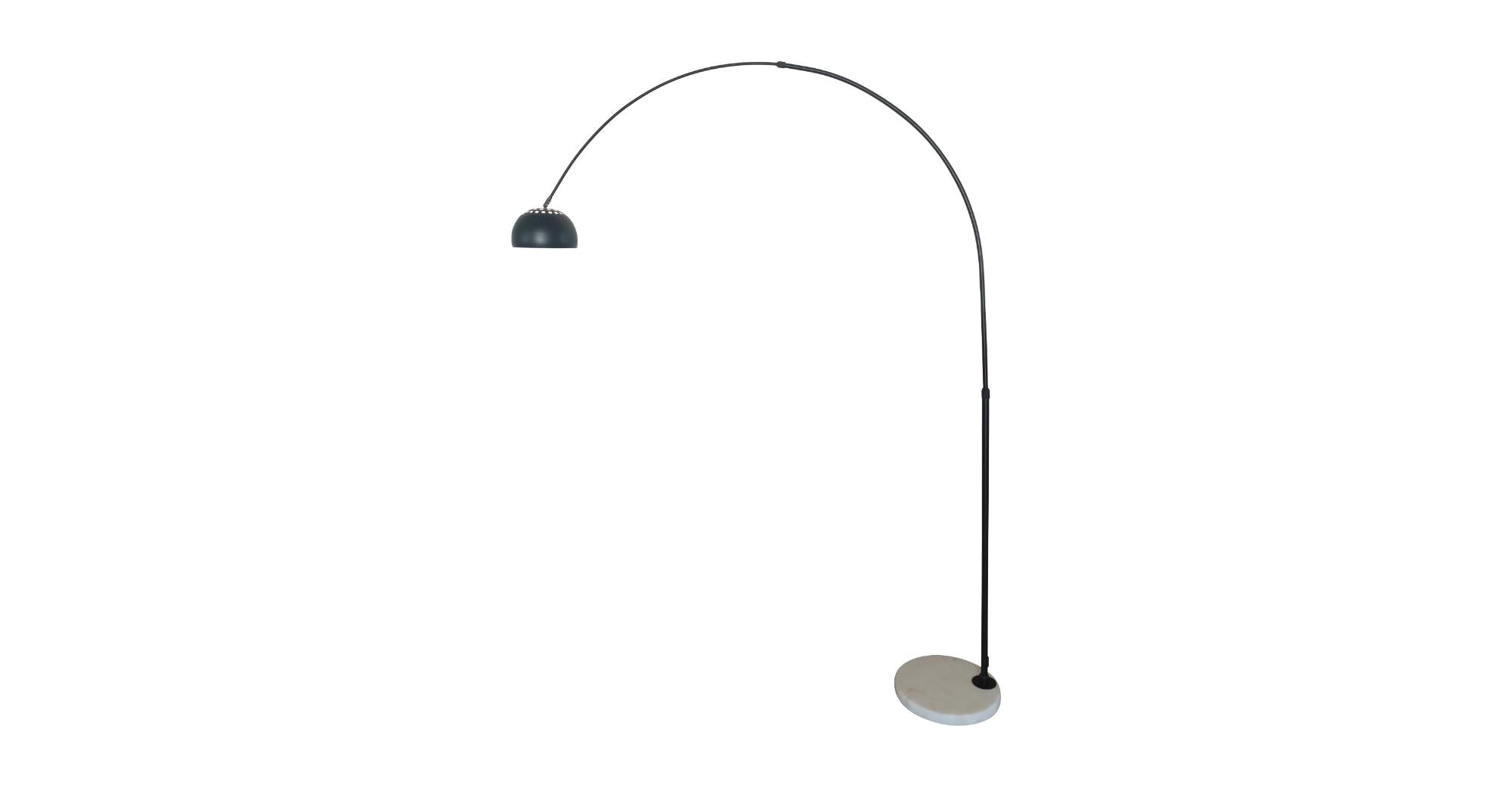 Arco Modern Arched Floor Lamp 76" Height with White Round Marble Base and Metal Dome Lamp Shade