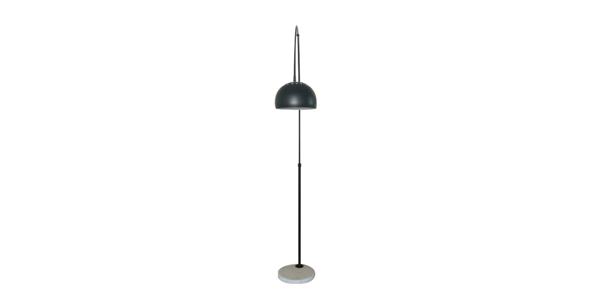 Arco Modern Arched Floor Lamp 76" Height with White Round Marble Base and Metal Dome Lamp Shade