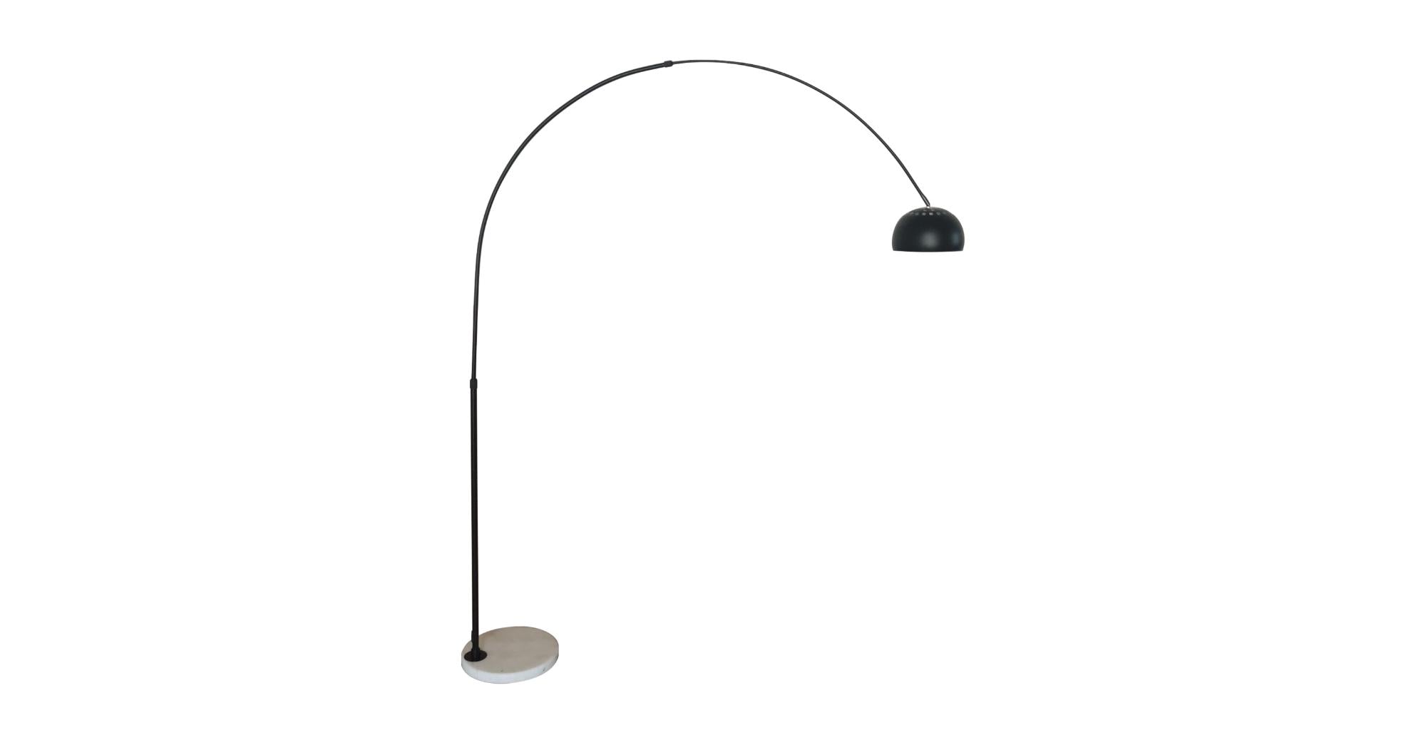 Arco Modern Arched Floor Lamp 76" Height with White Round Marble Base and Metal Dome Lamp Shade