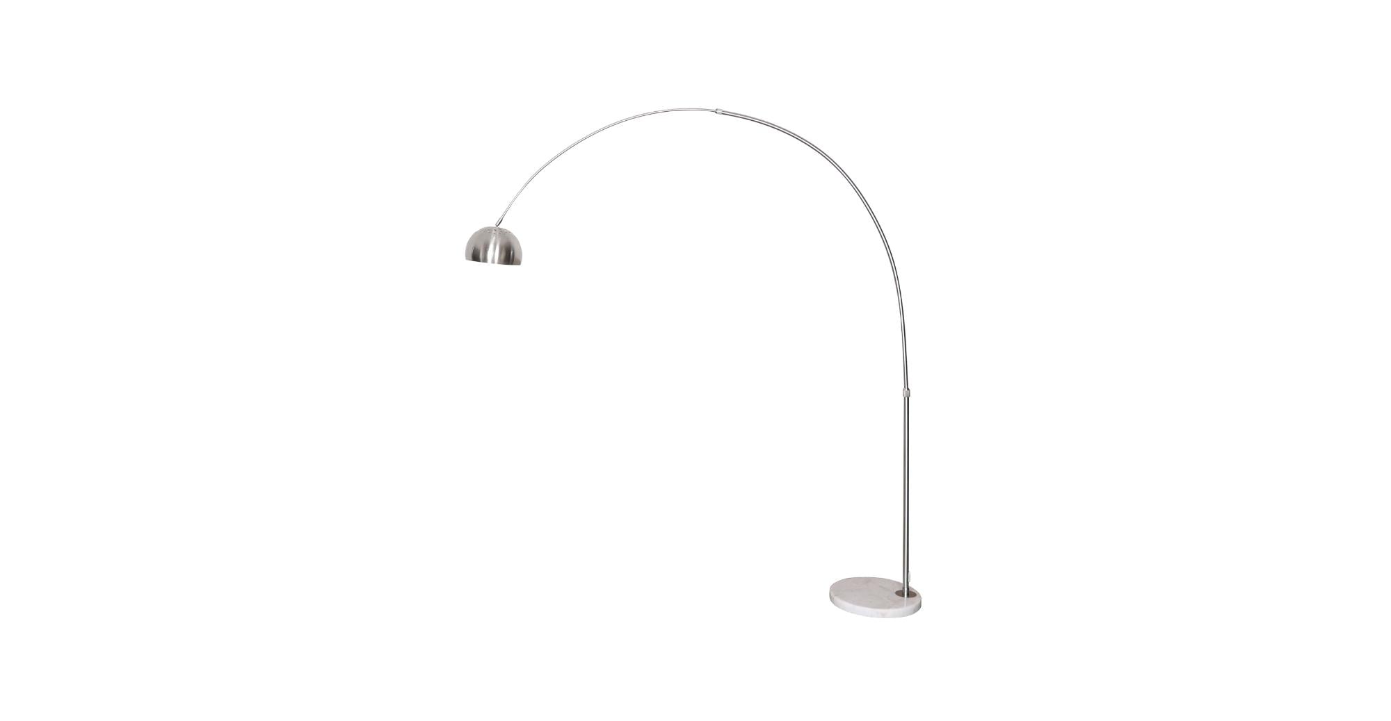 Arco Modern Arched Floor Lamp 76" Height with White Round Marble Base and Metal Dome Lamp Shade