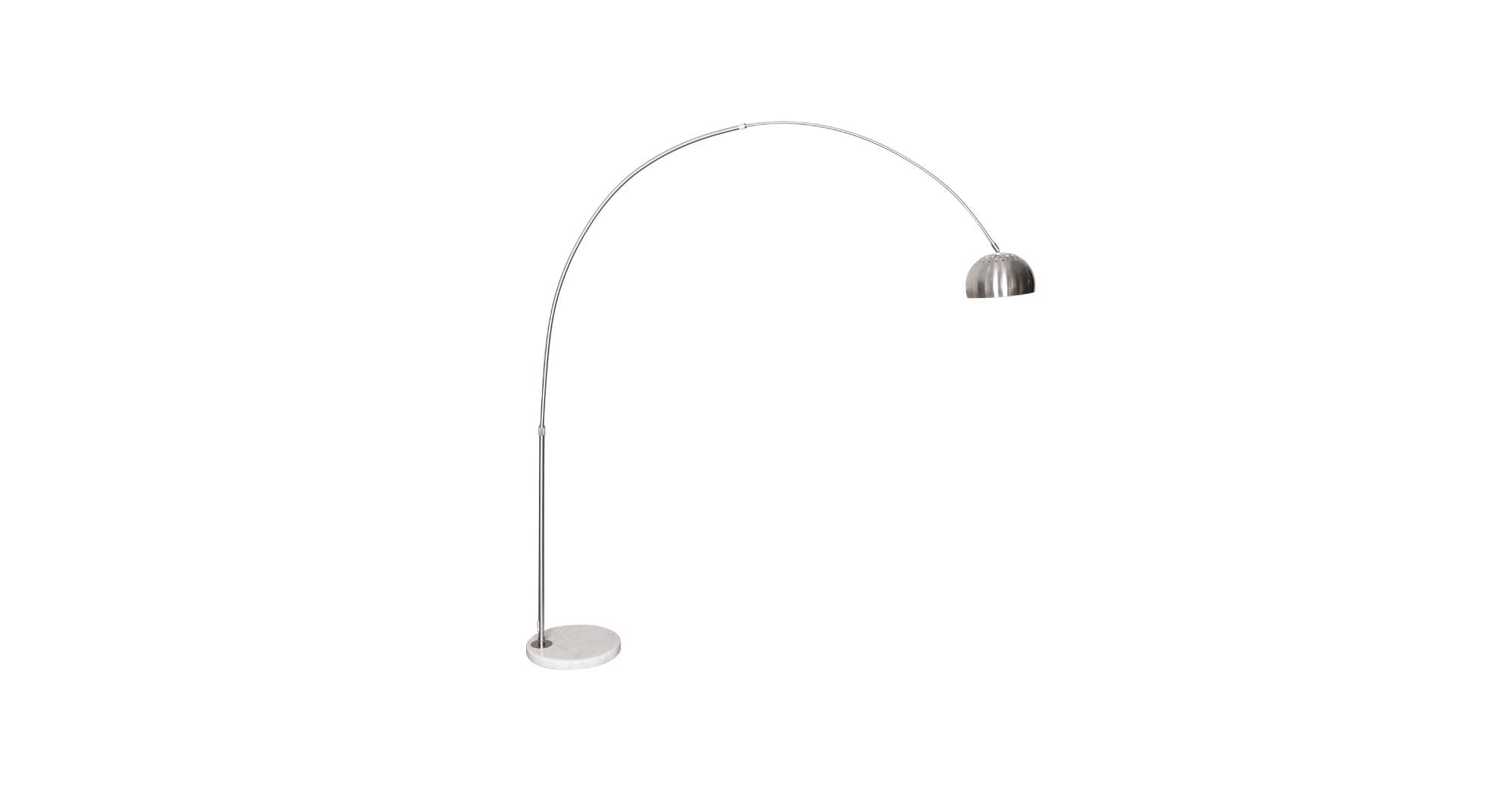 Arco Modern Arched Floor Lamp 76" Height with White Round Marble Base and Metal Dome Lamp Shade