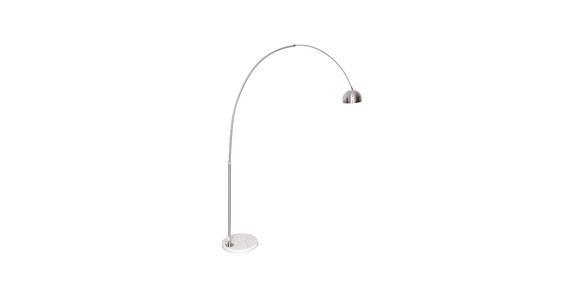 Arco Modern Arched Floor Lamp 76" Height with White Round Marble Base and Metal Dome Lamp Shade