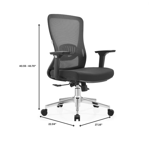 Adorit Mid-Back Adjustable  Office Chair Upholstered in Cotton with Mesh Back