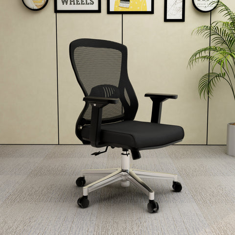 Adorit Mid-Back Adjustable  Office Chair Upholstered in Cotton with Mesh Back