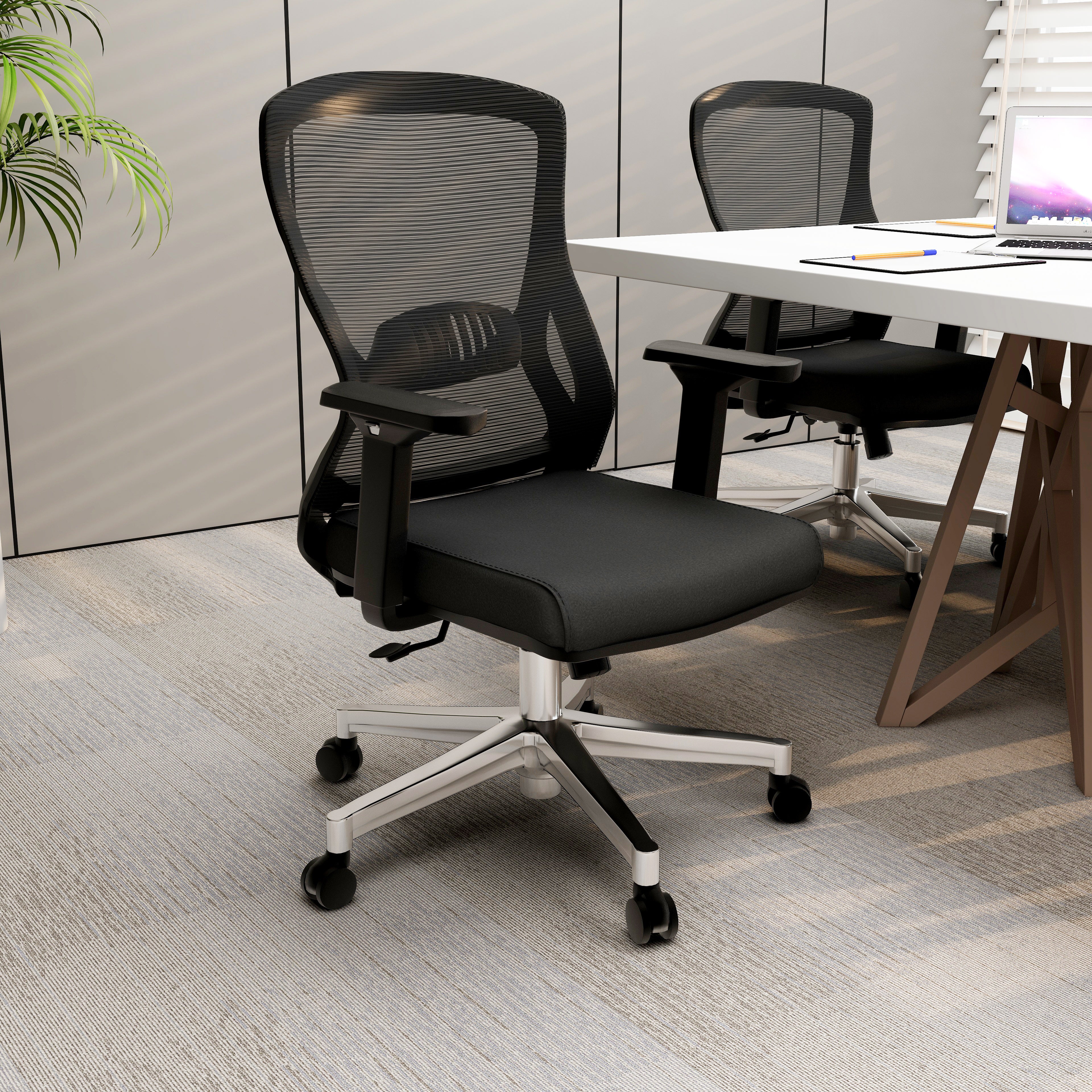 Adorit Mid-Back Adjustable  Office Chair Upholstered in Cotton with Mesh Back