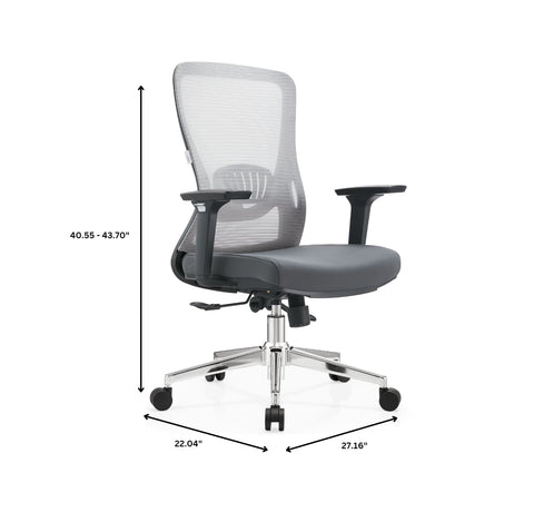 Adorit Mid-Back Adjustable  Office Chair Upholstered in Cotton with Mesh Back