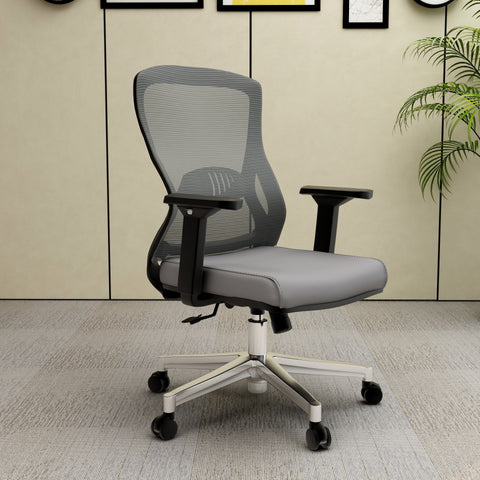 Adorit Mid-Back Adjustable  Office Chair Upholstered in Cotton with Mesh Back