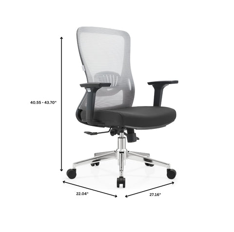 Adorit Mid-Back Adjustable  Office Chair Upholstered in Cotton with Mesh Back