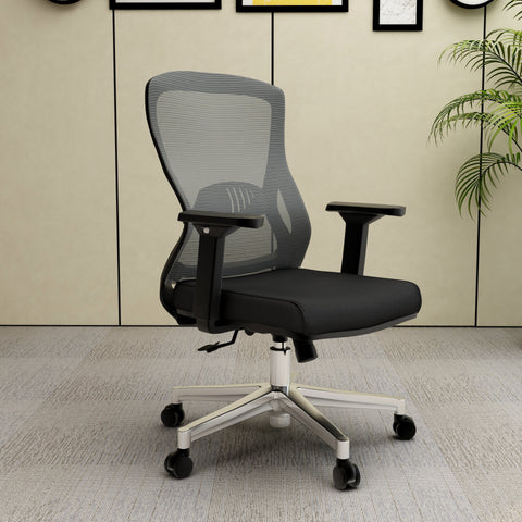 Adorit Mid-Back Adjustable  Office Chair Upholstered in Cotton with Mesh Back