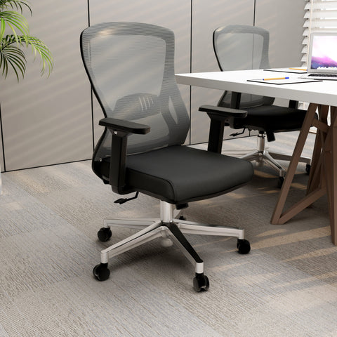 Adorit Mid-Back Adjustable  Office Chair Upholstered in Cotton with Mesh Back