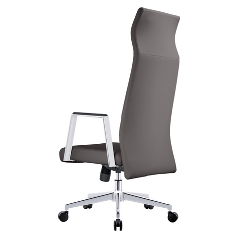 Aleen High-Back Office Chair in Upholstered Leather and Iron Frame with Swivel and Tilt