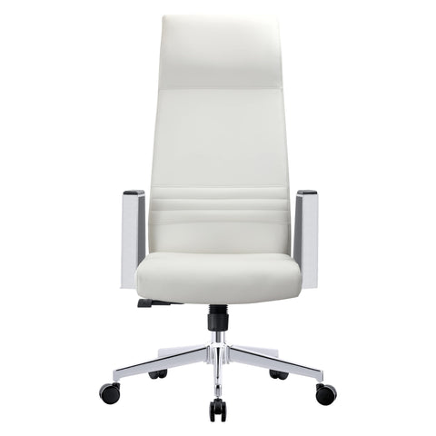 Aleen High-Back Office Chair in Upholstered Leather and Iron Frame with Swivel and Tilt