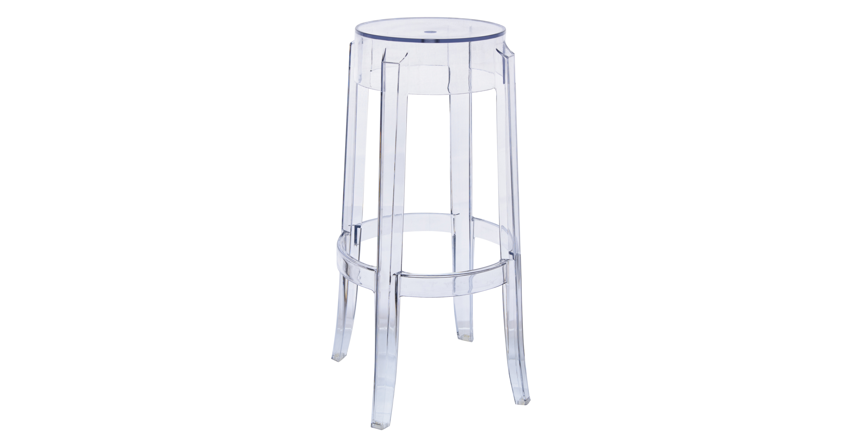 Averill Mid Century Modern Plastic Barstool with Clear Acrylic Seat and Legs for Kitchen and Dining Room Clear