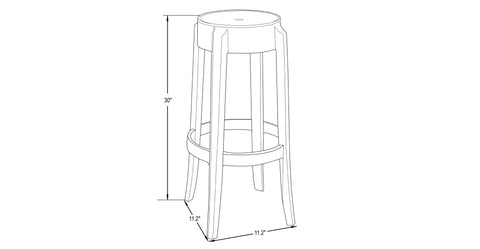 Averill Mid Century Modern Plastic Barstool with Clear Acrylic Seat and Legs for Kitchen and Dining Room Clear