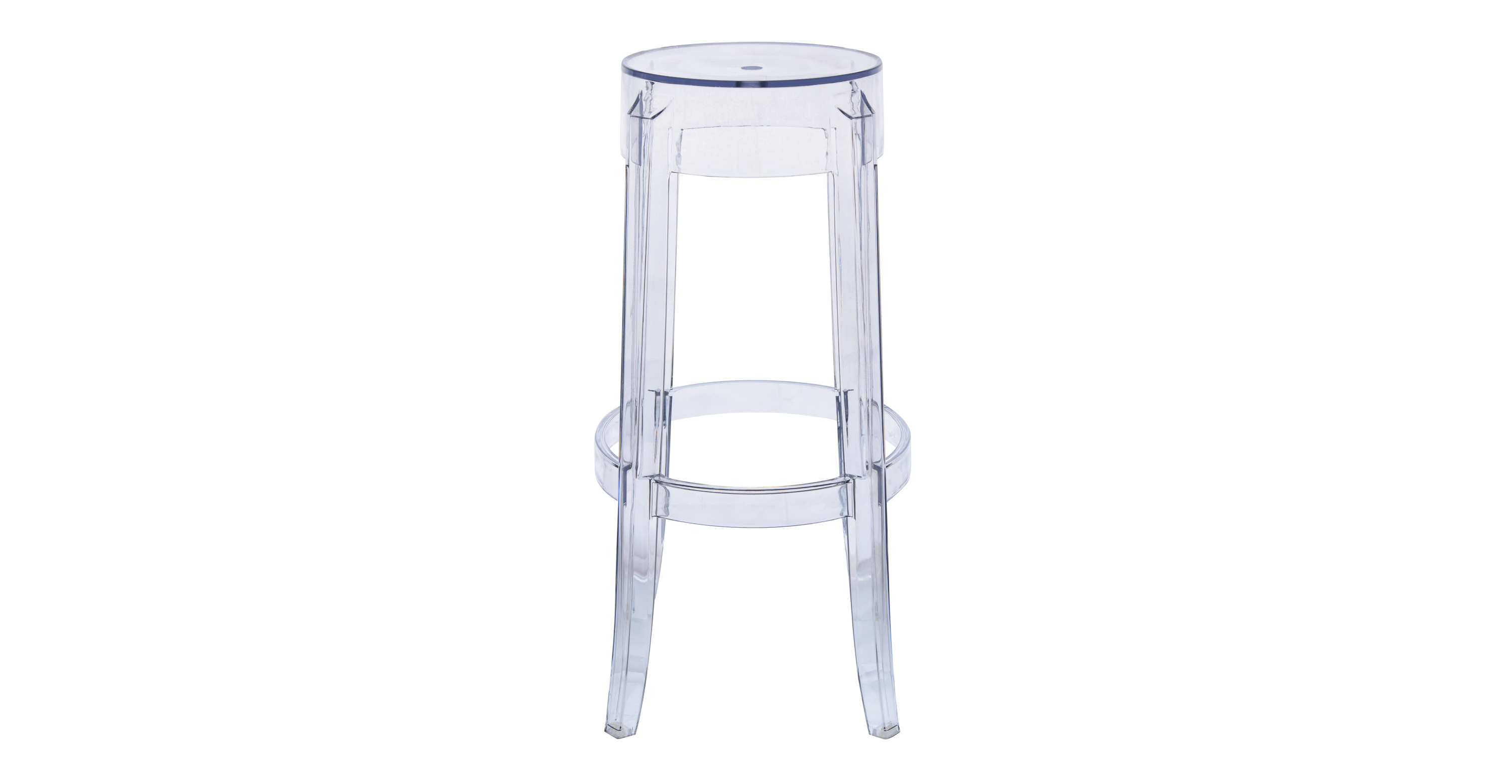 Averill Mid Century Modern Plastic Barstool with Clear Acrylic Seat and Legs for Kitchen and Dining Room Clear