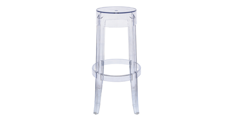 Averill Mid Century Modern Plastic Barstool with Clear Acrylic Seat and Legs for Kitchen and Dining Room Clear