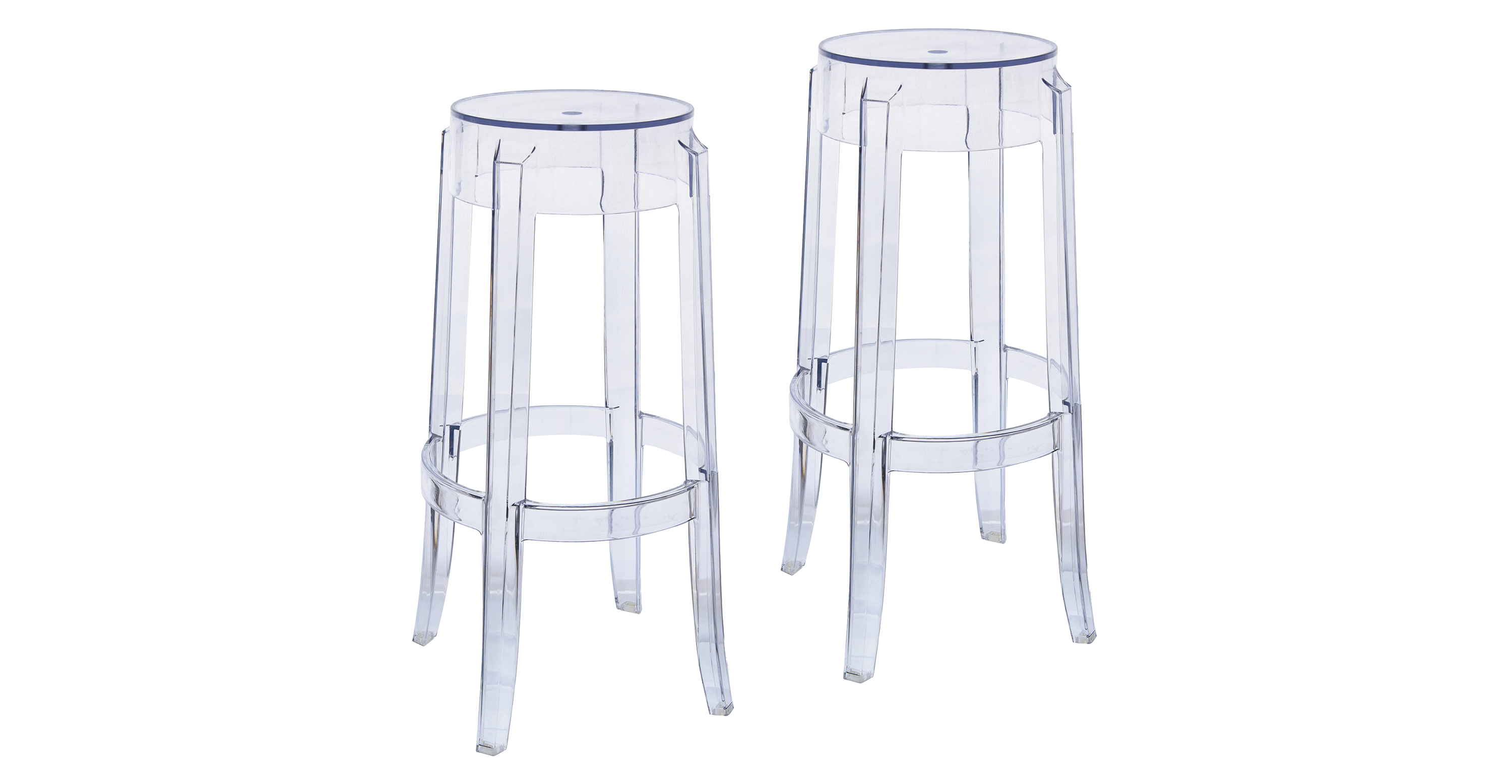 Averill Mid Century Modern Plastic Barstool with Clear Acrylic Seat and Legs for Kitchen and Dining Room Clear