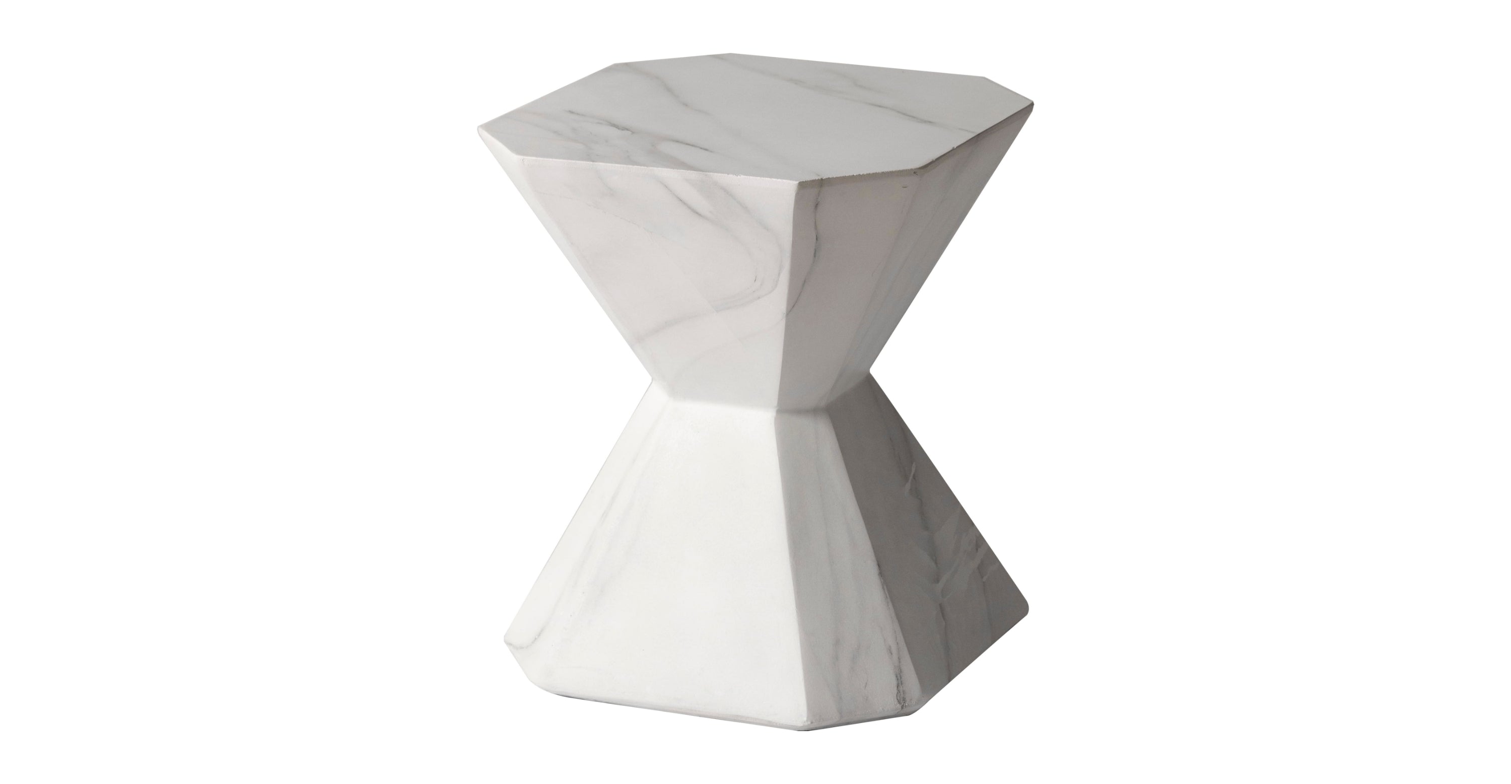 Azure Side Table Round Fiberstone Accent Table Marble White